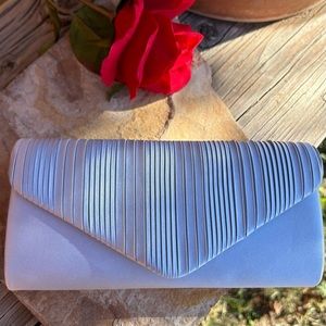 Silver Satin Special Occasion Clutch NWT